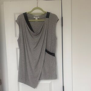 White House Black Market Gray Top with Black Details